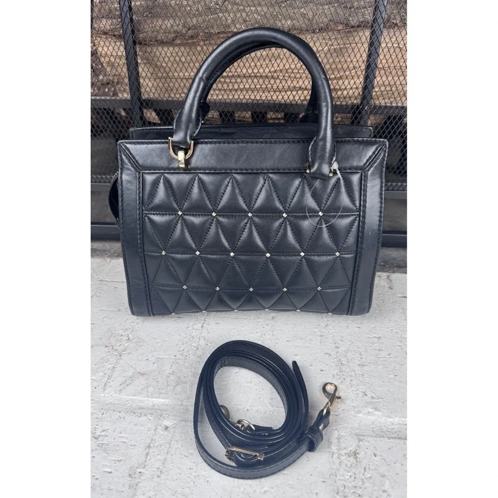 MICHAEL KORS VIVIANNE SOFT LEATHER SMALL‎ SATCHEL MESSENGER PURSE BLACK STUD